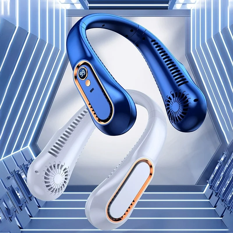 hanging neck fan digital display power ventilador bladeless neckband fan portable mini air cooler usb rechargeable electric fans