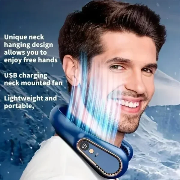 hanging neck fan portable summer air cooler usb cooling fan with 5 speeds and digital displays super technology and bladeless