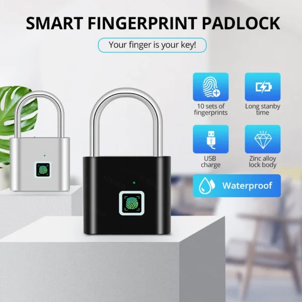 kf-Sdd1b92234b8348169fc64aaf873784aat Keyless USB Charging Fingerprint Lock Smart Padlock Waterproof Door Lock 0.2sec