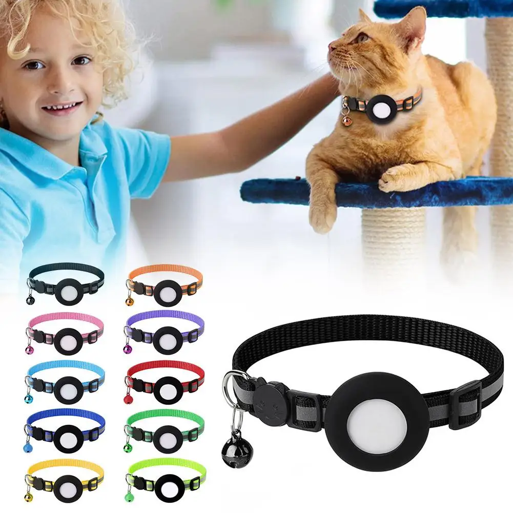airtag case collar for cats with protective case for anti lost locator tracker dog accessories reflective pet collars