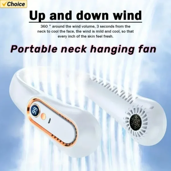 hanging neck fan portable summer air cooler usb cooling fan with 5 speeds and digital displays super technology and bladeless