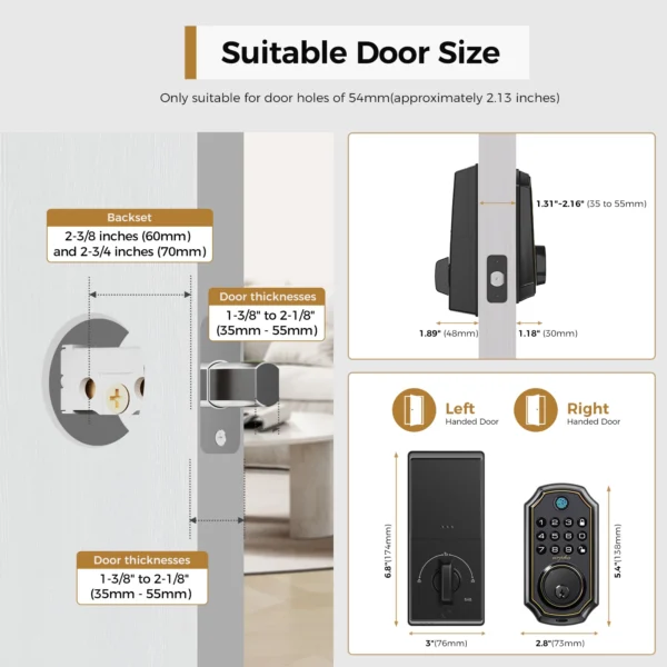 arpha d280 keyless entry door lock 5 in 1 smart fingerprint deadbolt with keypad electronic deadbolt auto lock one touch lock