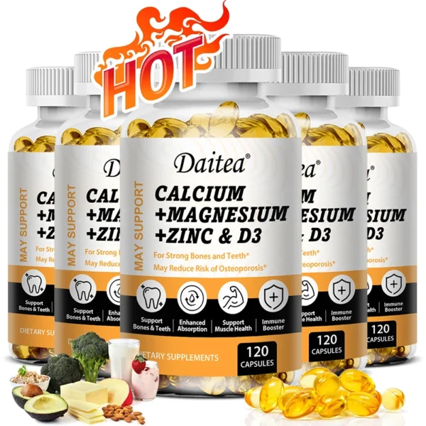 calcium, magnesium, zinc + vitamin d3 for healthy teeth, bones and muscles, heart and nervous system health.