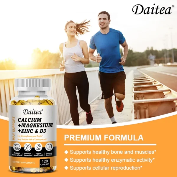 calcium, magnesium, zinc + vitamin d3 for healthy teeth, bones and muscles, heart and nervous system health.