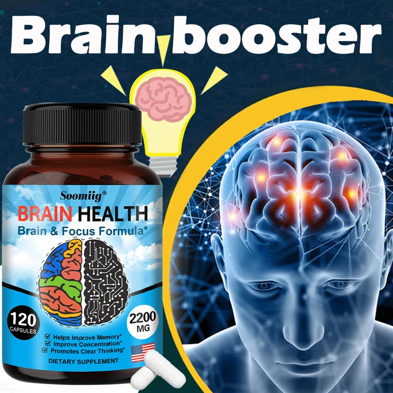 2200 mg brain booster with vitamin b6, b12 supplement to support memory.