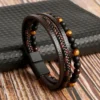 men leather bracelet classic fashion tiger eye beaded multi layer leather bracelet for men jewelry gift