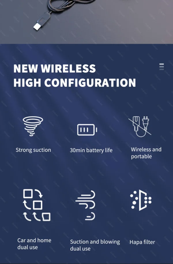 szuk 98000pa car vacuum cleaner mini powerful cleaning machine strong suction handheld for car wireless portable home appliance