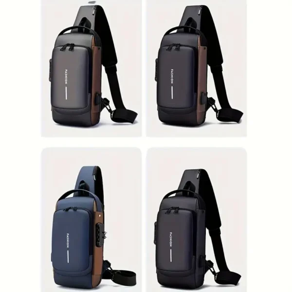 men's anti theft chest bag, fashionable motorcycle and casual sports sloping backpack, durable oxford fabric